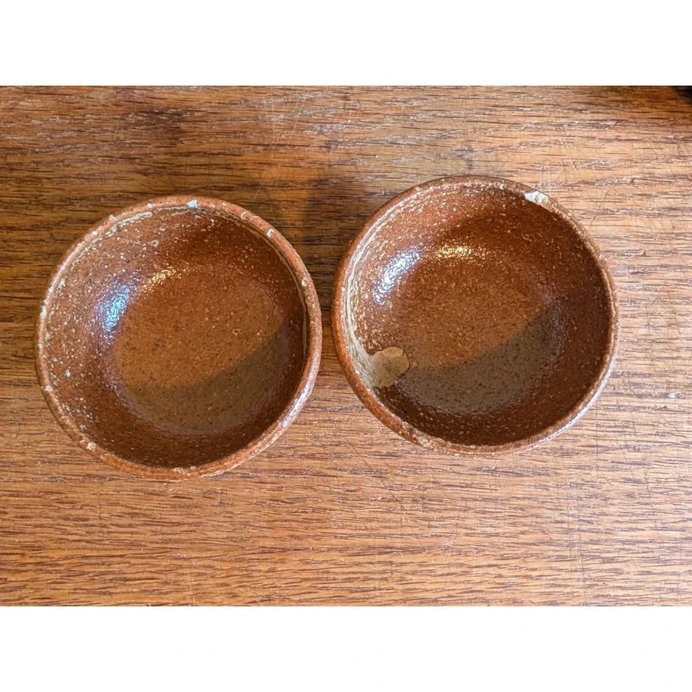 Vintage Japanese Studio Pottery Tea Set Woven Handle Stoneware Brown 5 Piece